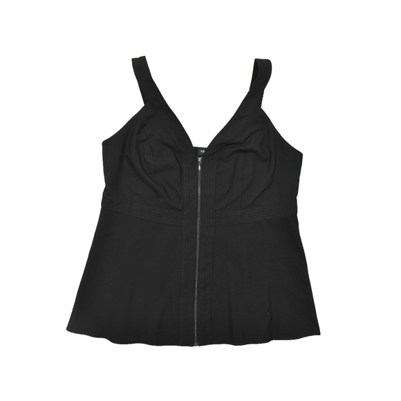 torrid Tops - Torrid Women's Size 0 Black Zip Front Peplum Tank Top Sleeveless V-Neck Textured